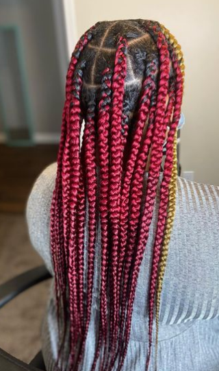 red colored braids