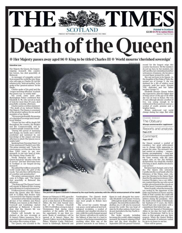 Scotland's papers: 'A nation mourns' after death of 'beloved' Queen - BBC  News