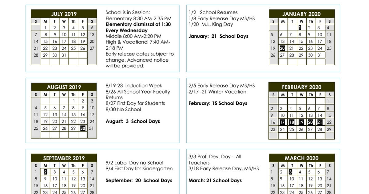 Medford Public Schools 2019-20 school year calendar - Google Drive