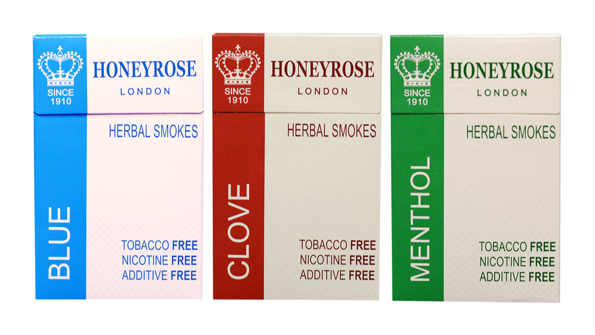 3 packs of Honeyrose Herbal Smokes in different variants.