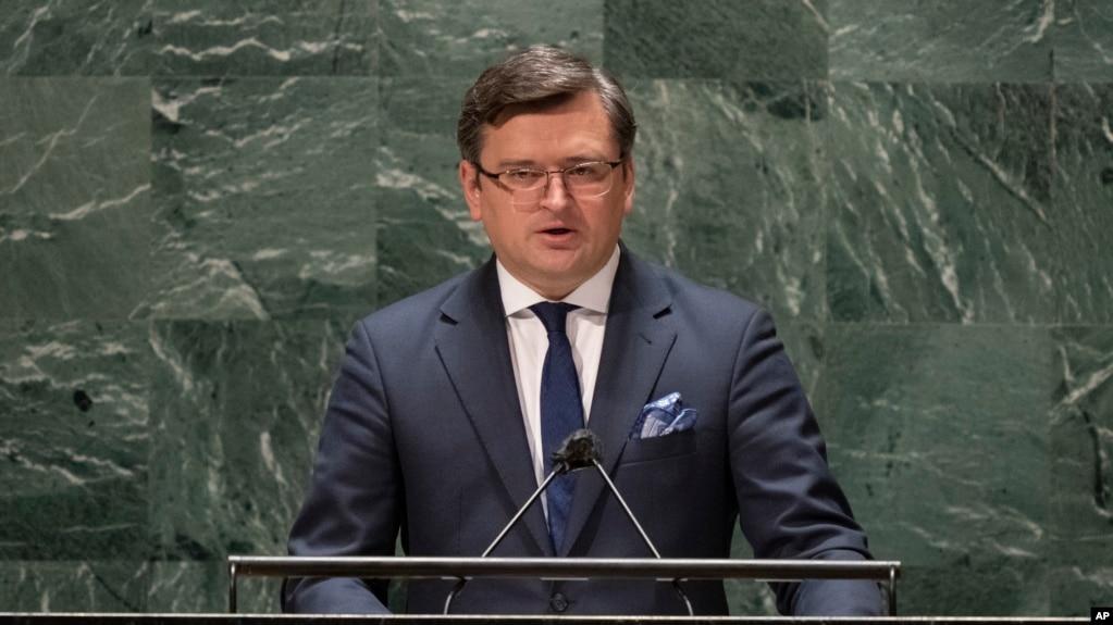 Ngoại trưởng Ukraine Dmytro Kuleba phát biểu tại Đại hội đồng Liên hiệp quốc ngày 23/2/2022.