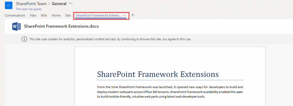 Sharepoint framework extension