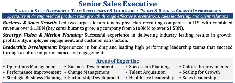 Example of core competencies for sales executive roles 