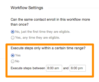 Workflow settings time range