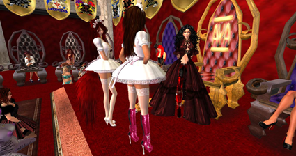 Queen Talin, Maids Jade and Mikki at AYA's Throne Rom