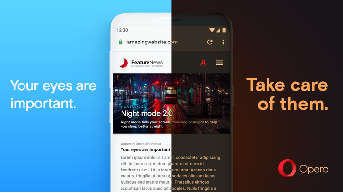 Opera for Android puts less strain on your eyes with a new night mode and  by turning bright web pages dark - Opera Newsroom