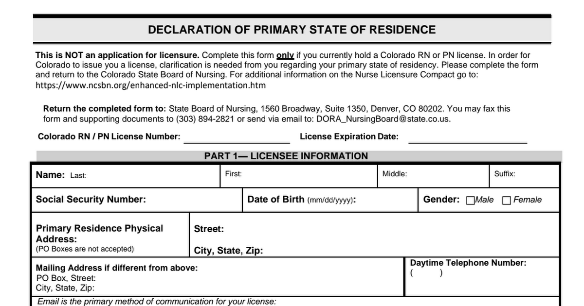 Declaration Of Primary State Of Residence pdf Google Drive