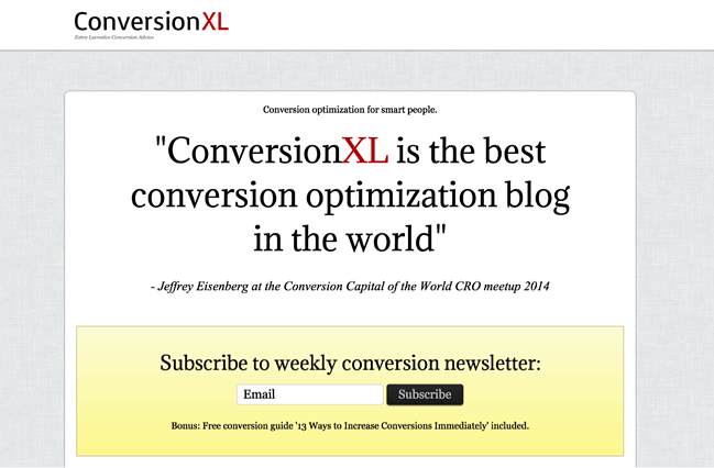 The Use of Testimonials on ConversionXL Landing Page