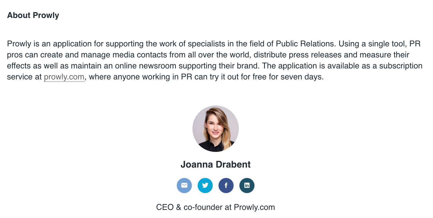 Press release example from Prowly