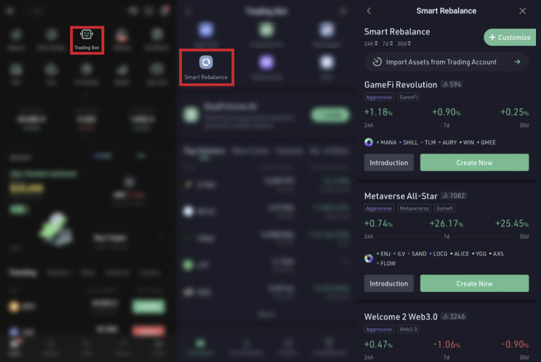 Navingating to the Smart Rebalance Bot Tab