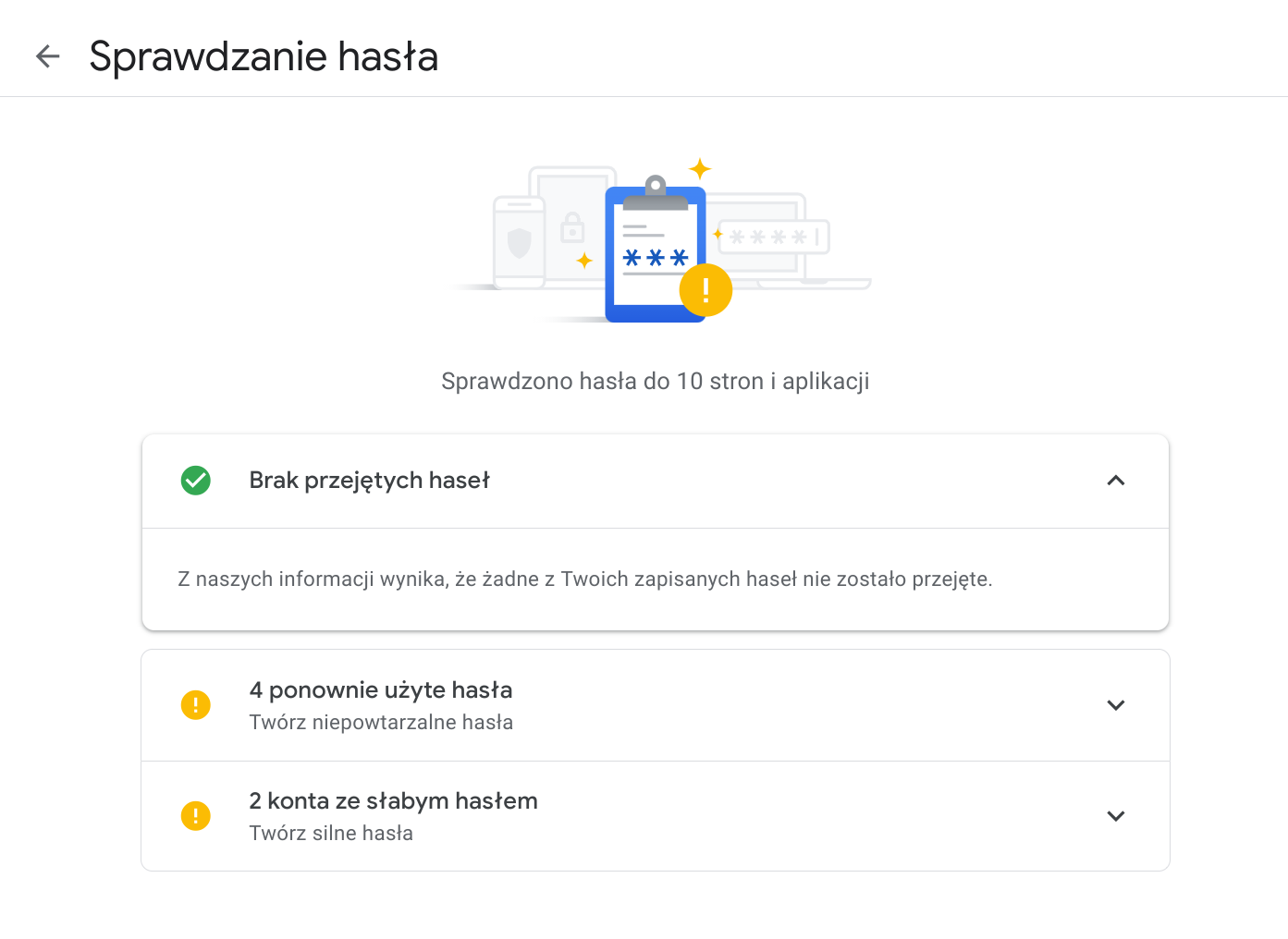 Sprawdzanie haseł na koncie google