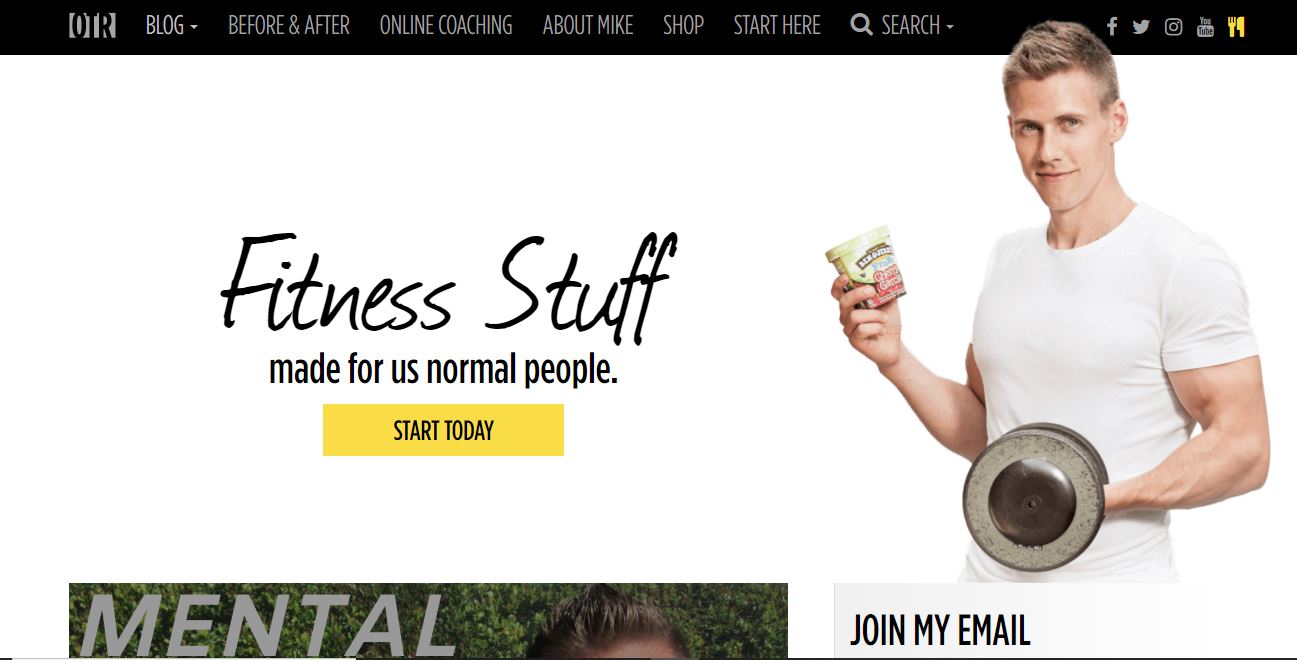 On the Regimen – a fitness website example.