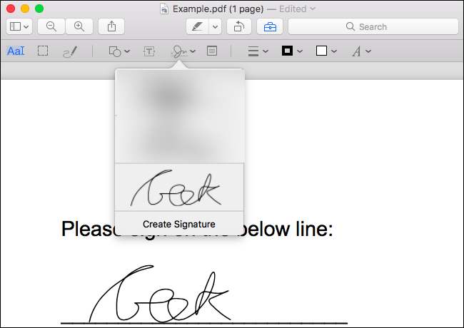Click on the signature you created to insert it into the document