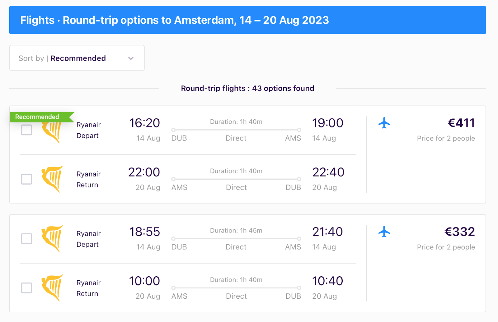 Booking last-minute flights from Dublin Airport to Schiphol Airport with Tralzer 