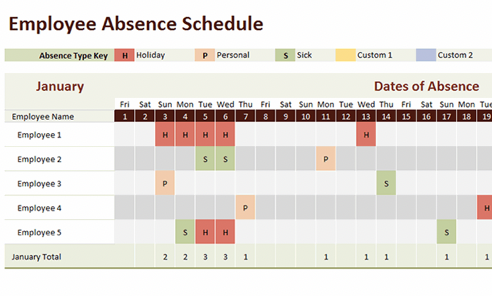 An old Excel leave tracker