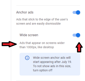 adsense wide screen anchor ad, how to enable wide scree anchor ad