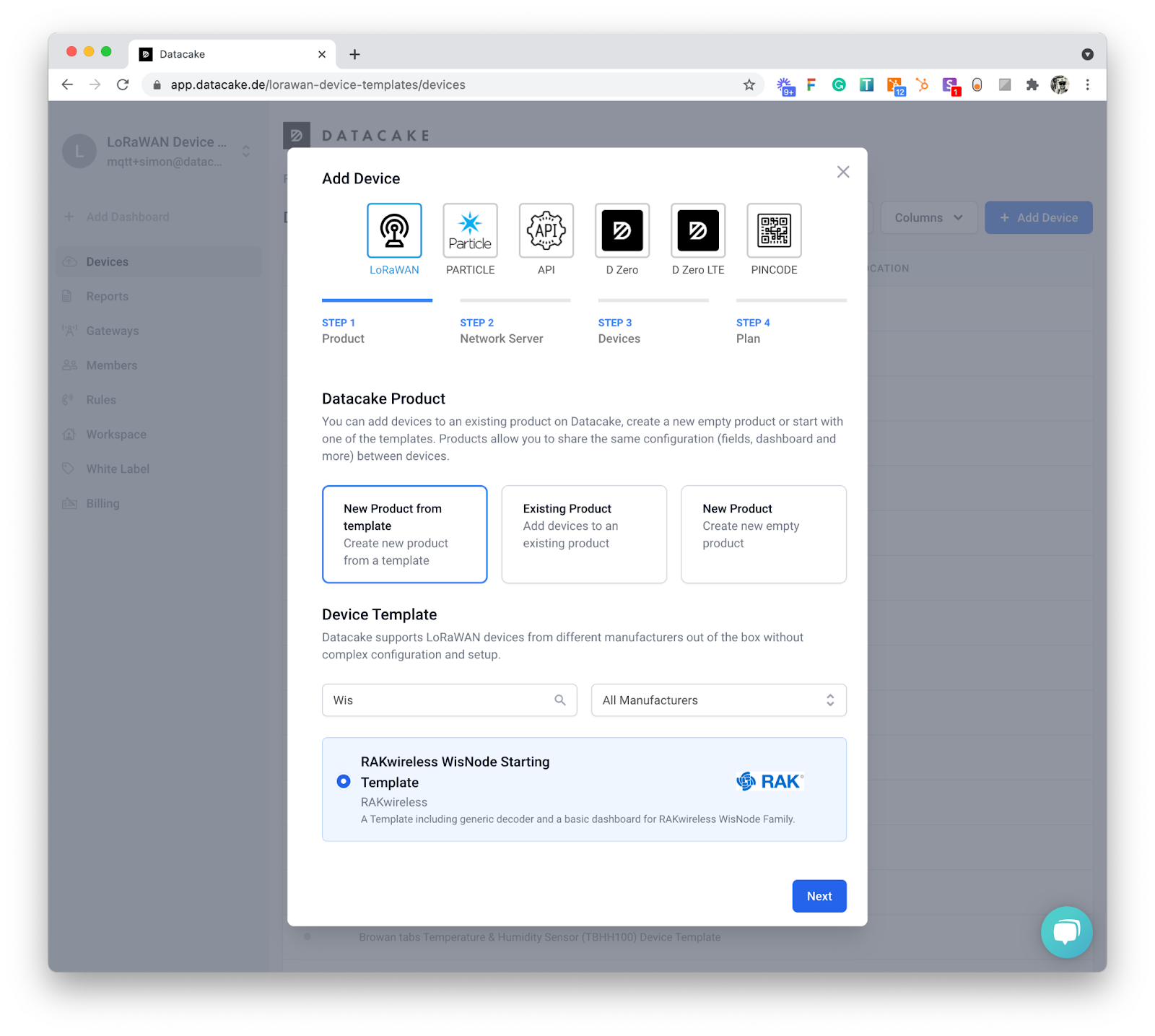 Template to Innovate Custom IoT Applications with RAKwireless and Datacake