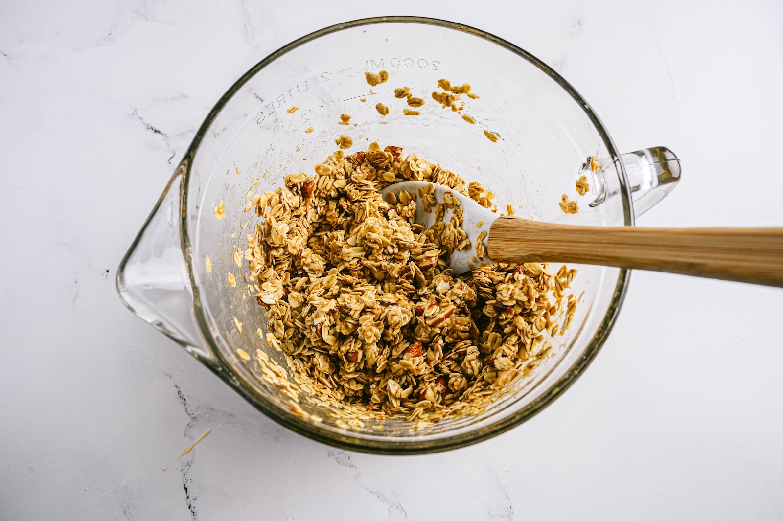 Mix your granola and your butter mixture together in a large bowl.
