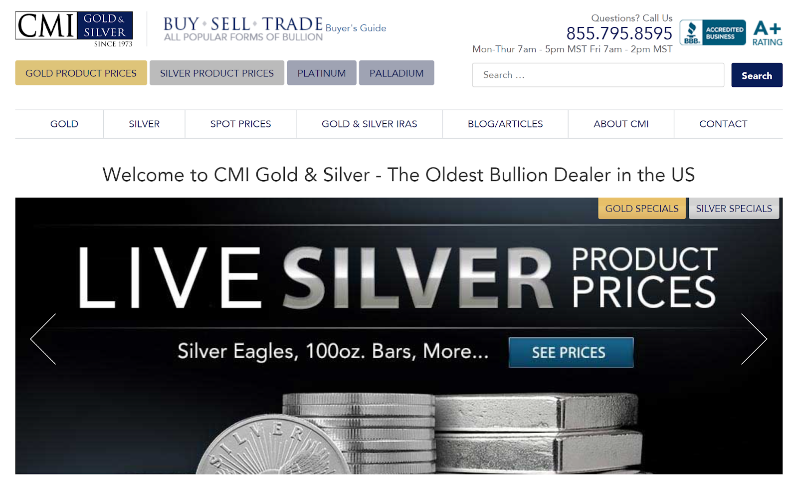 CMI Gold And Silver website 