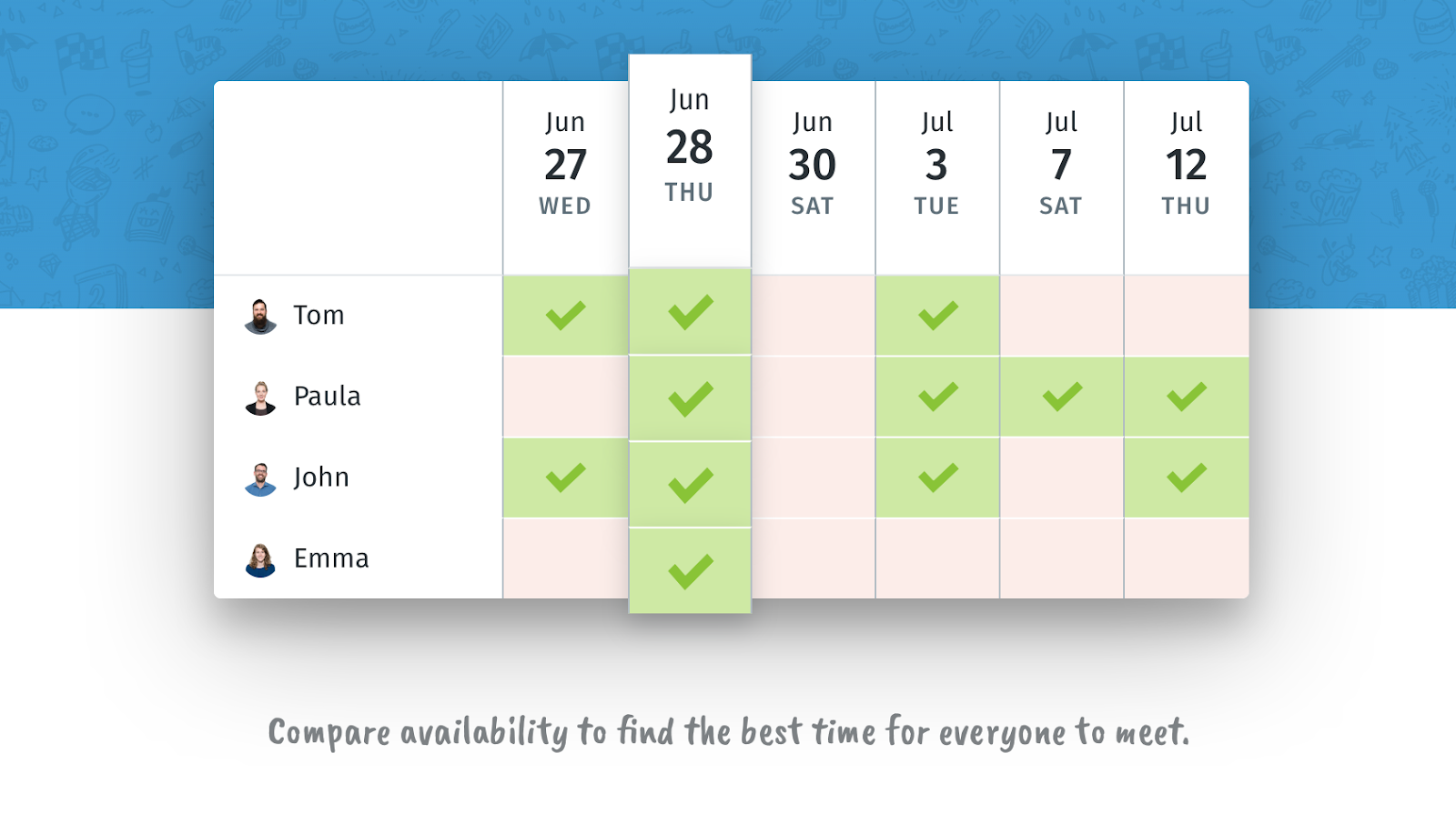 screen shot of Doodle tool for scheduling