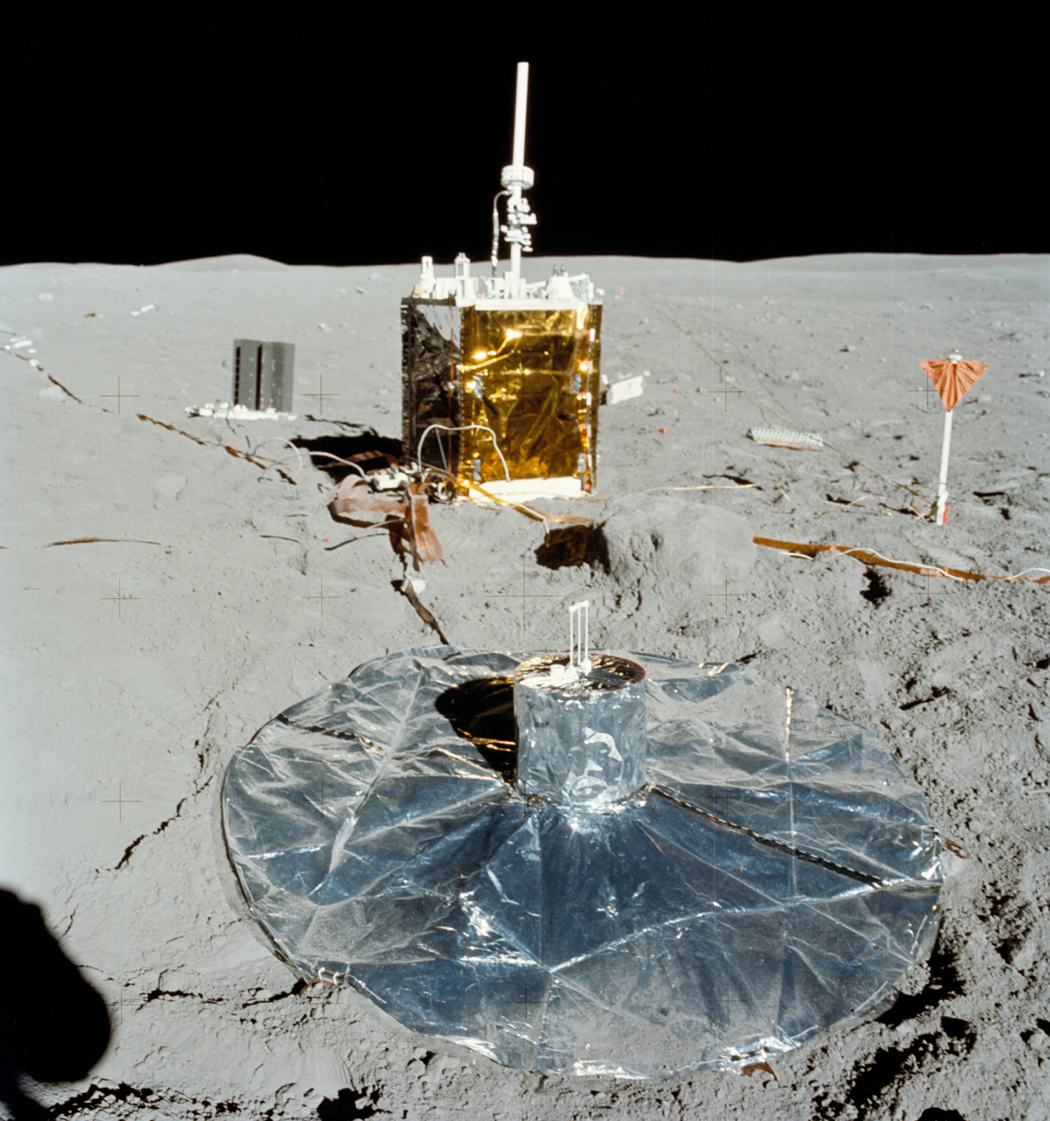 Part of the ALSEP instruments left behind during the Apollo 16 flight