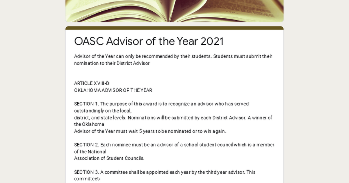 OASC Advisor of the Year 2019