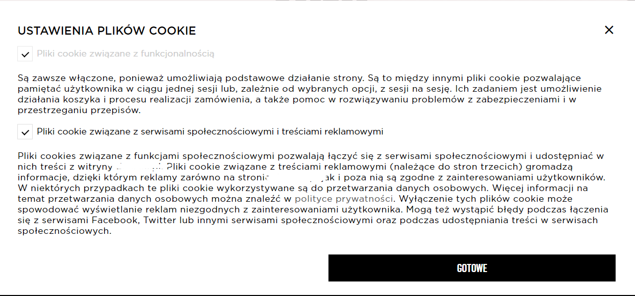 Błędy polityki cookies