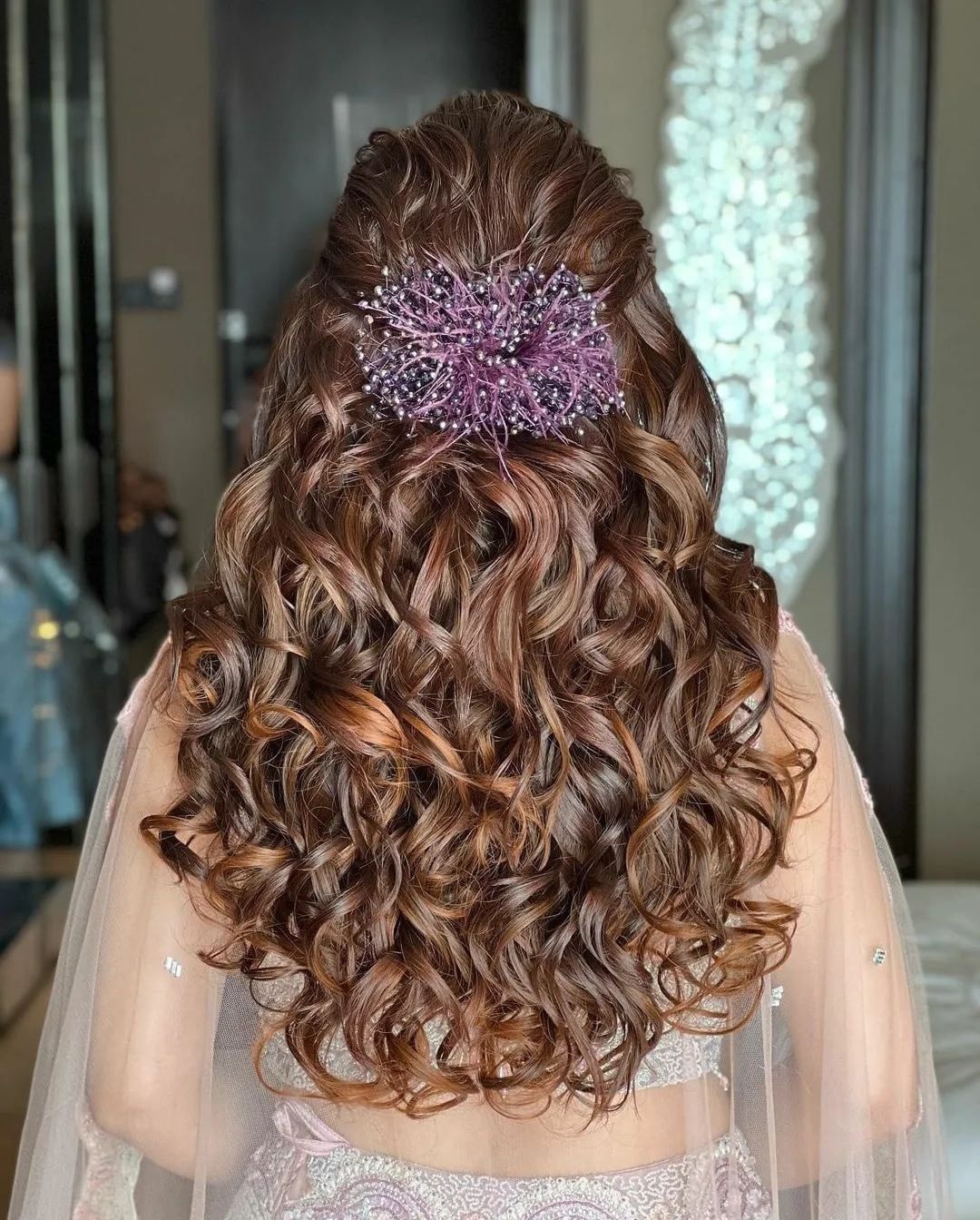 Bridal  Hairstyles Ideas ,  Semi-Open Natural Looking Curls.