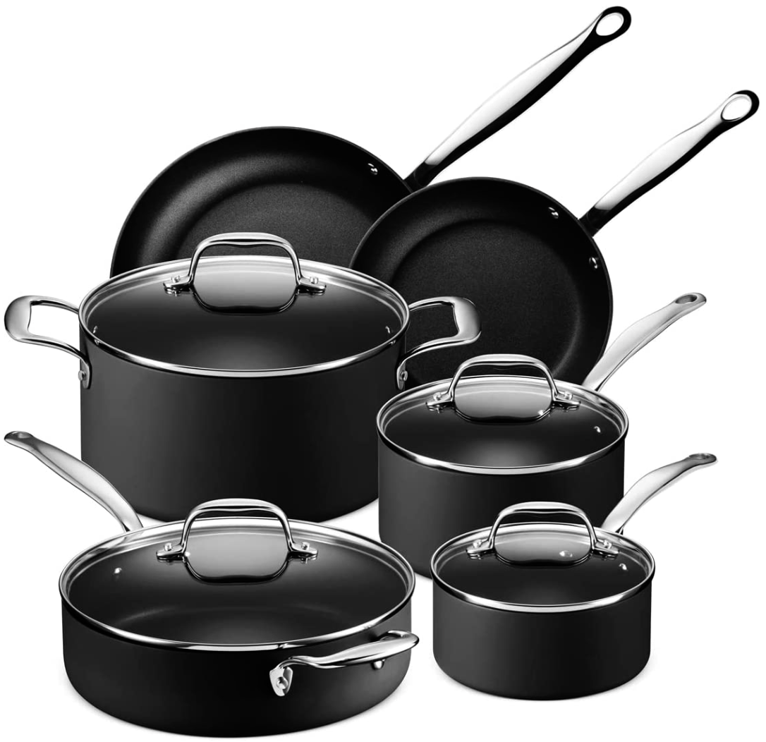 Anolon Advanced Hard-Anodized Nonstick Frying Pan Set, 10 and 12 Fry Pans  Graphite 