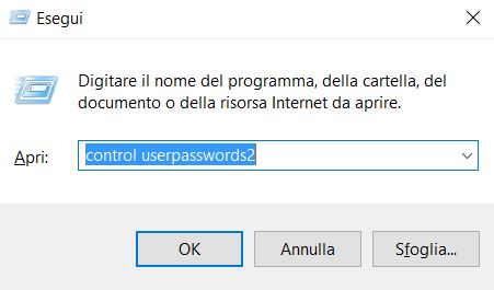 Windows 8.1 Jalankan jendela dengan kontrol userpasswords2 tertulis