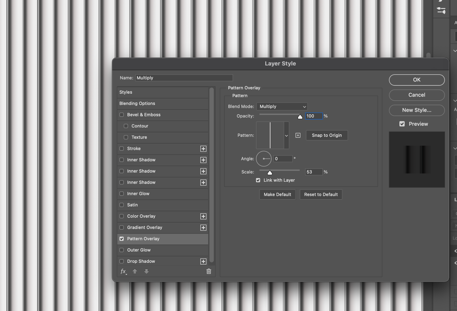 Photoshop tutorial step to lear how to create a reeded glass effect