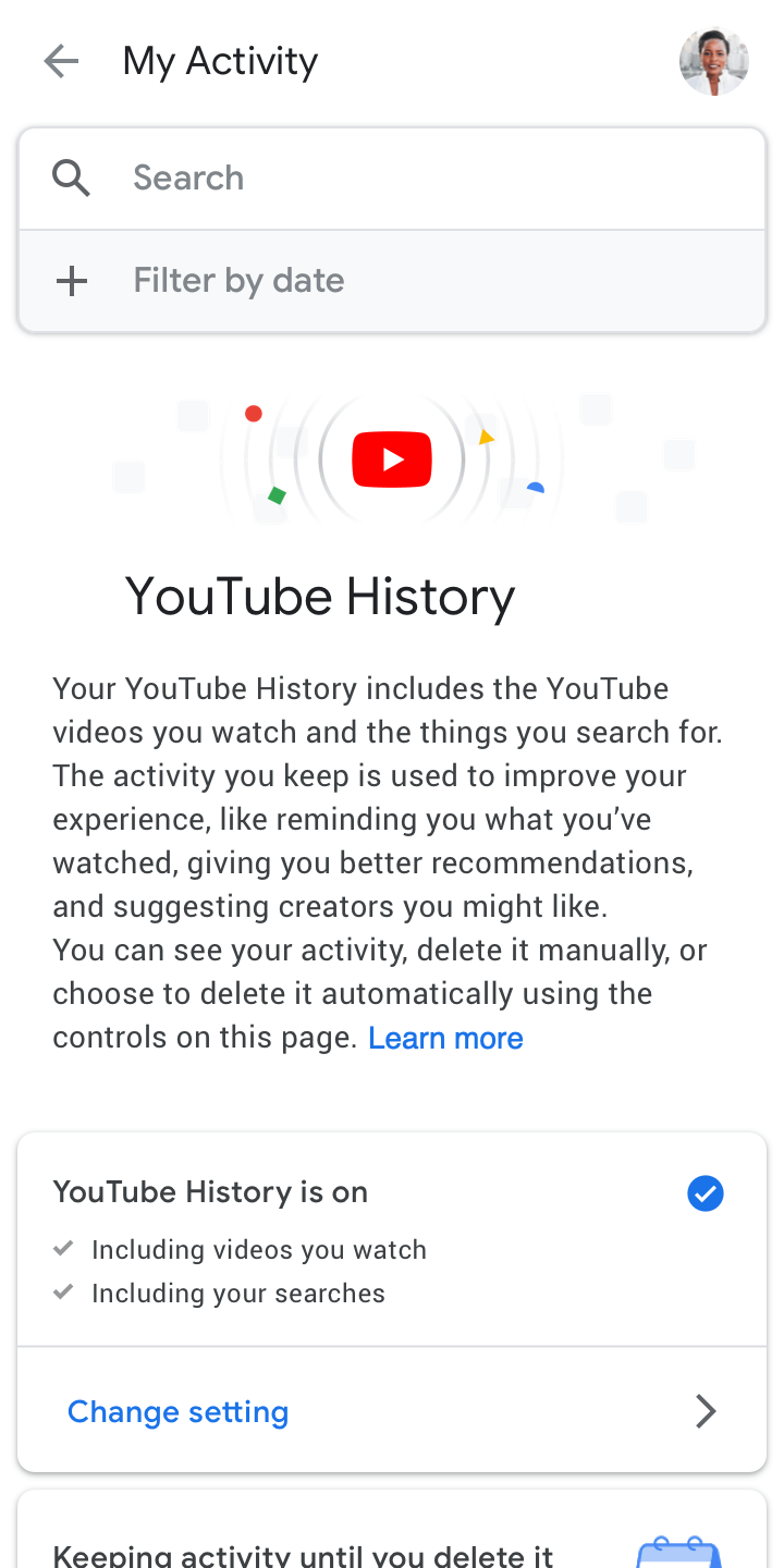 YouTube History in My Activity