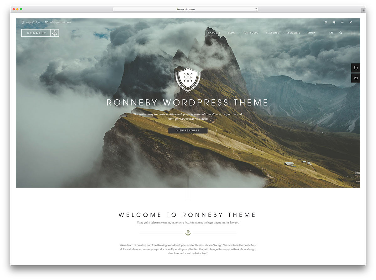 plantilla de wordpress de cartera de pantalla completa de ronneby