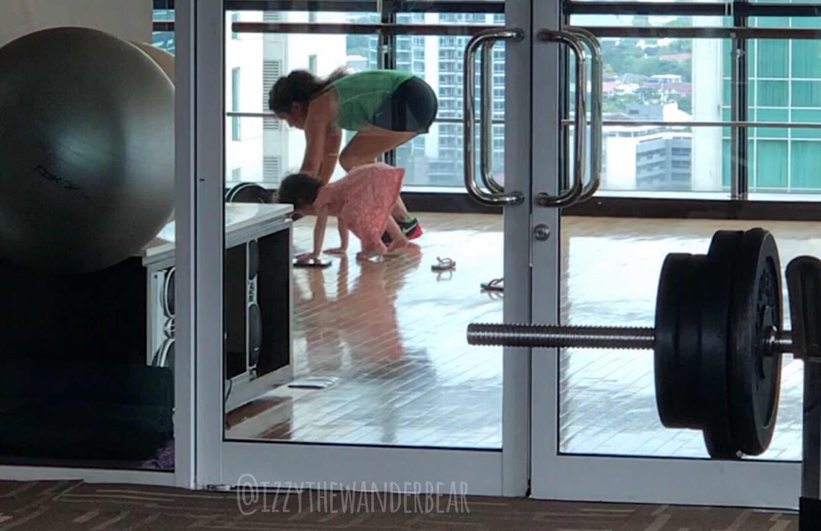 Mommy and Izzy working out together