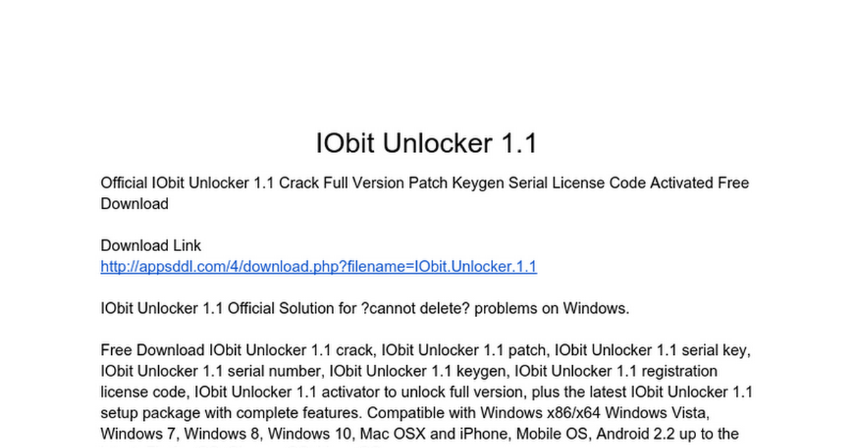Iobit Unlocker 1 0 Setup Key For Windows