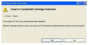 Used or Counterfeit Cartridge Detected