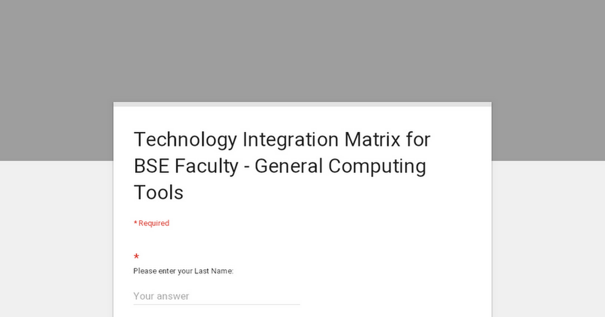 Technology Integration Matrix for BSE Faculty - General Computing Tools
