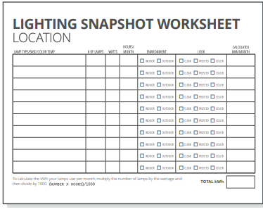 Lighting Worksheet location