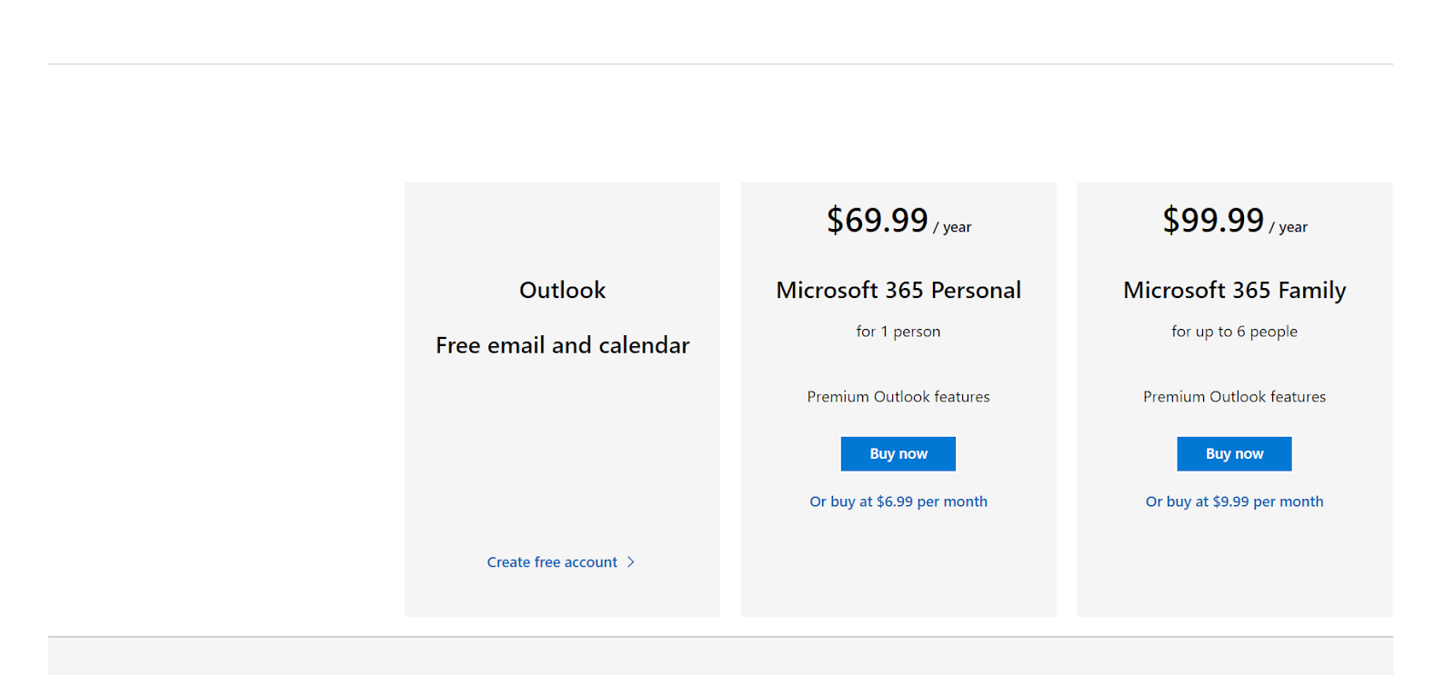 Microsoft Outlook prices
