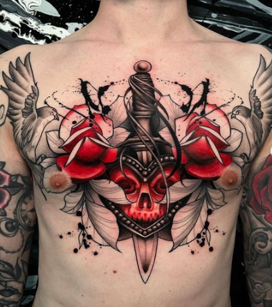 Bleed Chest Tattoo