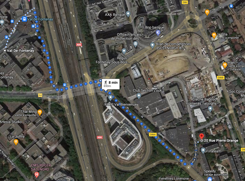 Plan d'accès Maps à l'Atelier du ride de Fontenay-sous-Bois