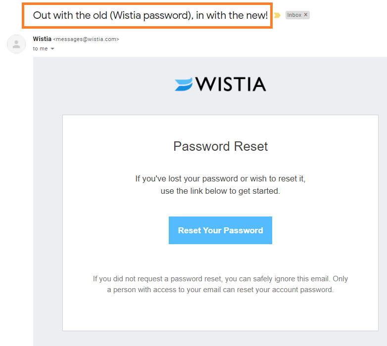 password reset email 