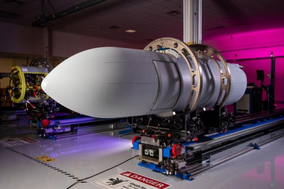 Raytheon's Next Generation Jammer Mid-Band device, pictured, took its first test flight while attached to an EA-18G Growler fighter plane, the company announced. Photo courtesy of Raytheon Intelligence and Space