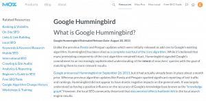 Article de Moz sur Hummingbird