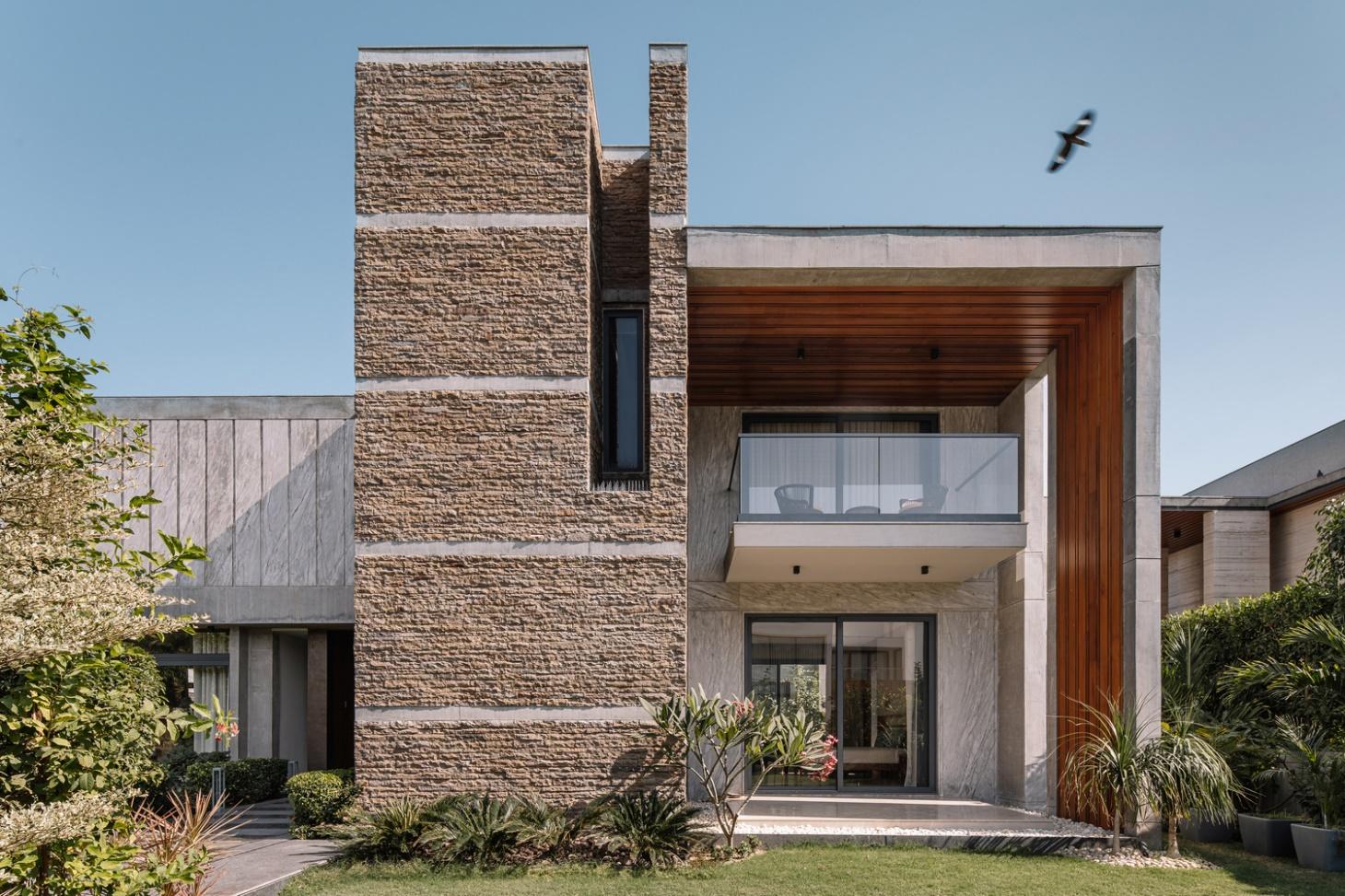 дизайн современного дома с каменным фасадом