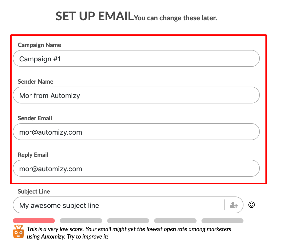 Set up email in Automizy