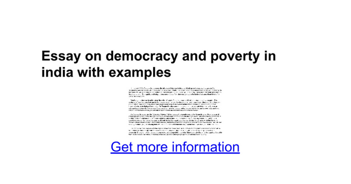 short essay on democracy and poverty