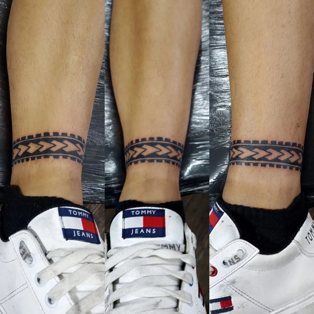  Polynesian Ankle Tattoo