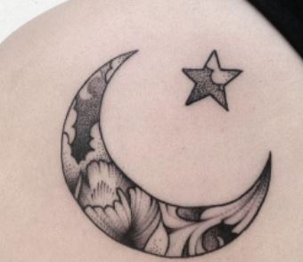 Crescent moon and star tattoos