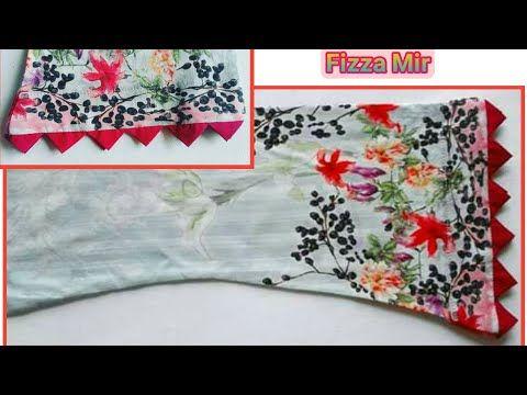 Beautiful sleeves design with triangle/samosa lace in urdu / hindi ...